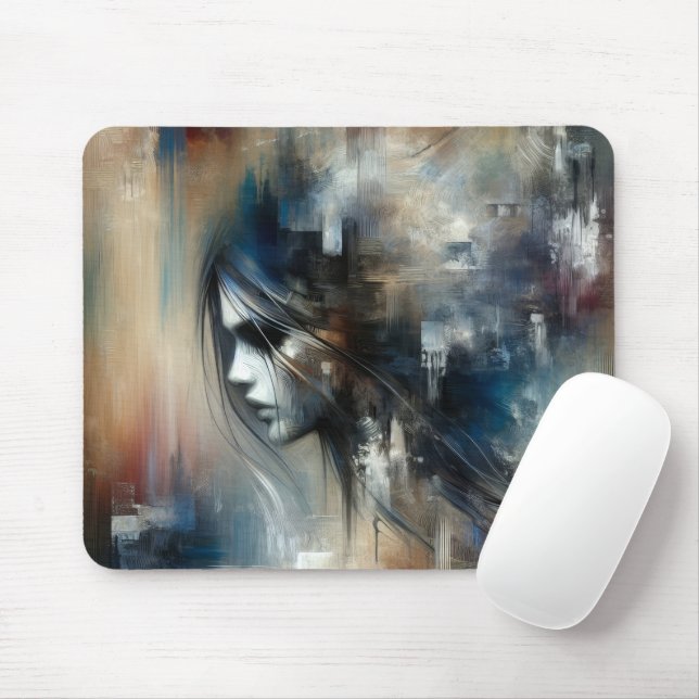 Abstract Girl Painting Mouse Pad (With Mouse)