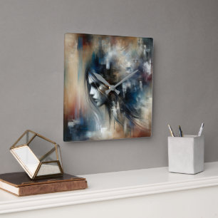 Abstract Girl Painting Square Wall Clock