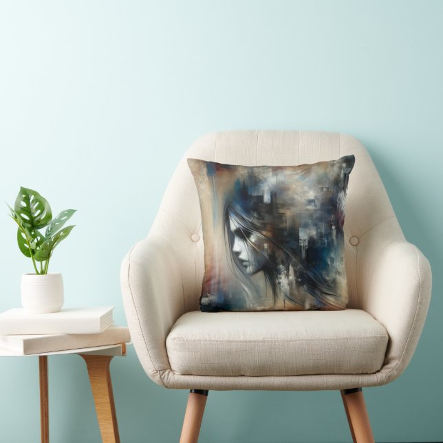 Abstract Girl Painting Throw Pillow (Chair)