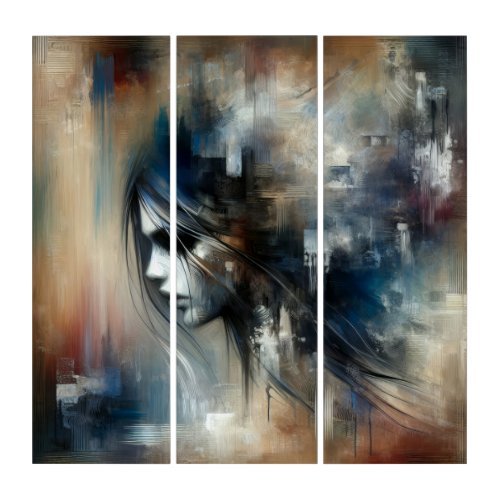 Abstract Girl Painting Triptych