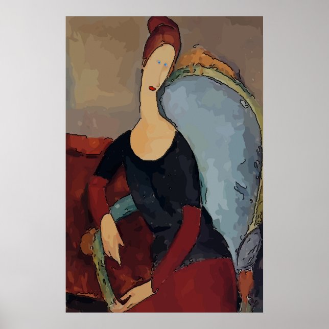 Abstract Girl Seated, add or edit text Poster  (Front)