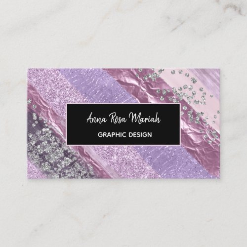  Abstract Girly Chic Feminine Exciting Glitter Business Card