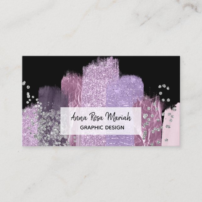 *~* Abstract Girly Feminine Exciting Chic Glitter Business Card (Front)