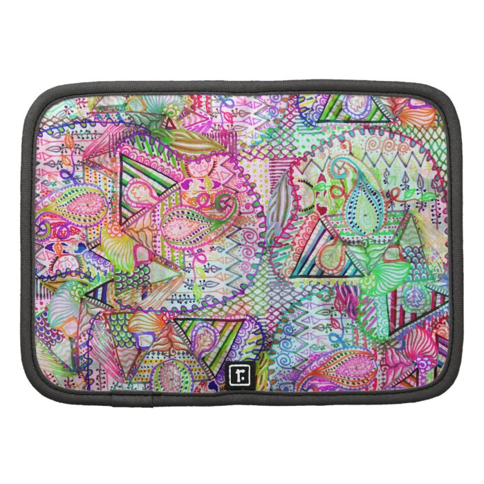 Abstract Girly Neon Rainbow Paisley Sketch Pattern Organizers