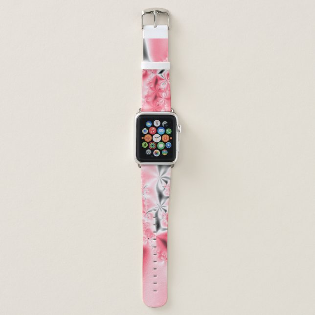 Abstract Girly Pink Fractal Art Apple Watch Band (Front)