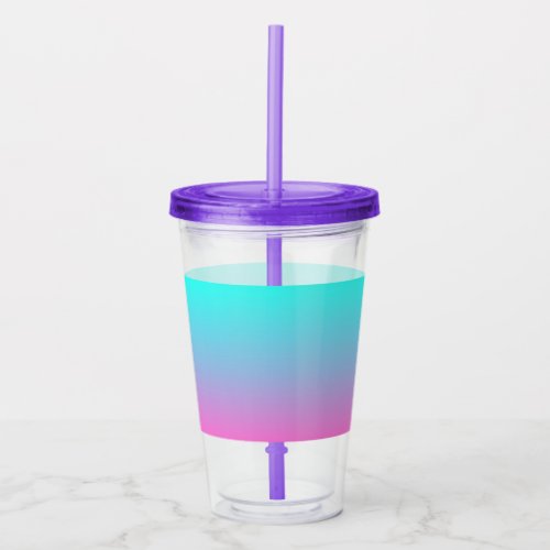 abstract girly pink turquoise ombre mermaid colors acrylic tumbler