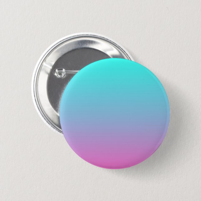 abstract girly pink turquoise ombre mermaid colors button (Front & Back)
