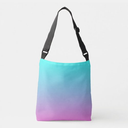 abstract girly pink turquoise ombre mermaid colors crossbody bag