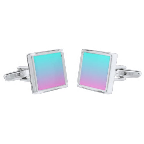 abstract girly pink turquoise ombre mermaid colors cufflinks