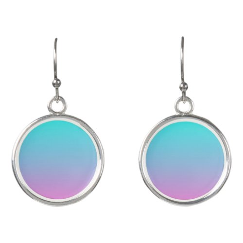 abstract girly pink turquoise ombre mermaid colors earrings