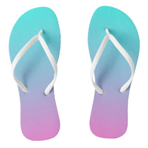 abstract girly pink turquoise ombre mermaid colors flip flops