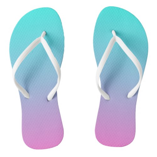 abstract girly pink turquoise ombre mermaid colors flip flops