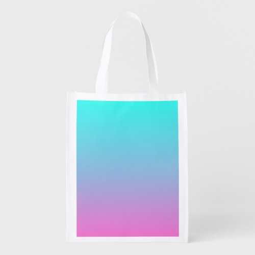 abstract girly pink turquoise ombre mermaid colors grocery bag