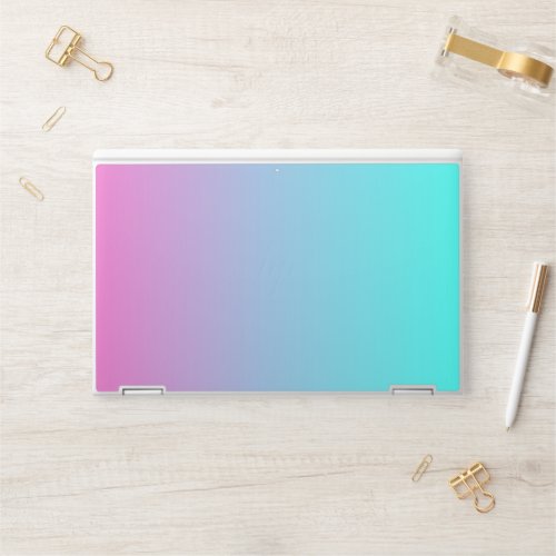 abstract girly pink turquoise ombre mermaid colors HP laptop skin