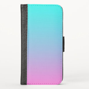 abstract girly pink turquoise ombre mermaid colors iPhone x wallet case