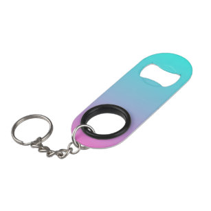 abstract girly pink turquoise ombre mermaid colors keychain bottle opener