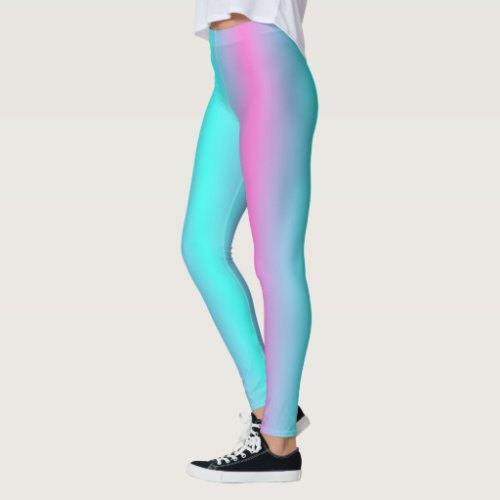abstract girly pink turquoise ombre mermaid colors leggings