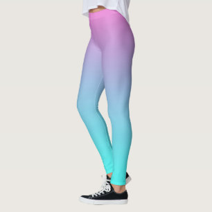 abstract girly pink turquoise ombre mermaid colors leggings