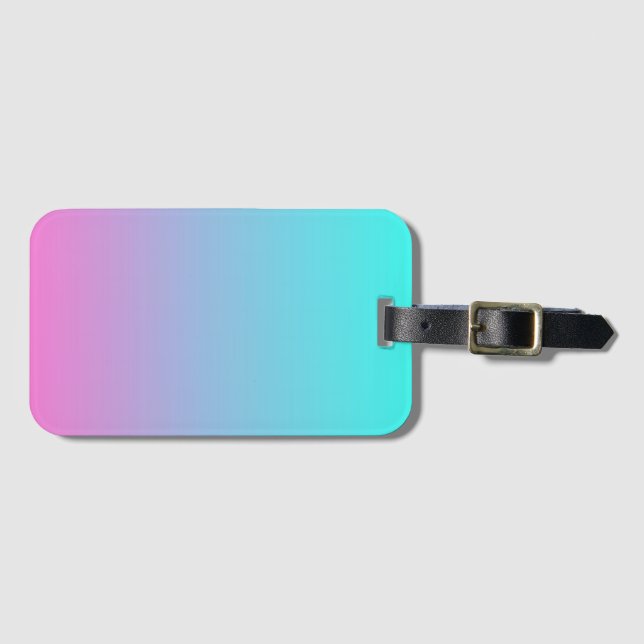 abstract girly pink turquoise ombre mermaid colors luggage tag (Front Horizontal)