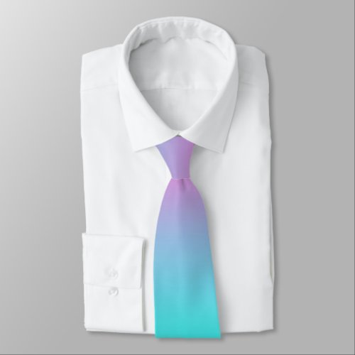 abstract girly pink turquoise ombre mermaid colors neck tie