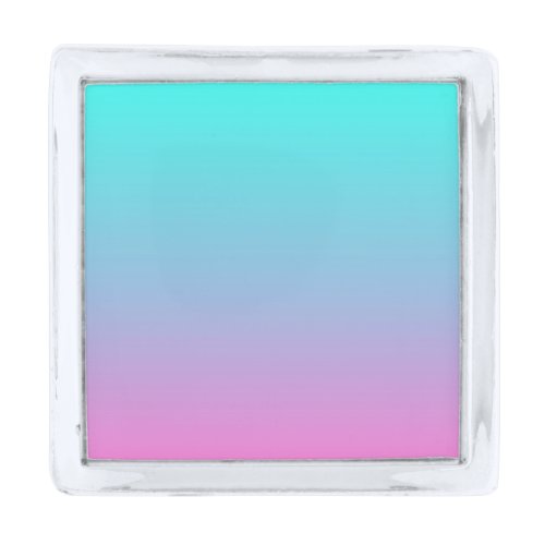 abstract girly pink turquoise ombre mermaid colors silver finish lapel pin
