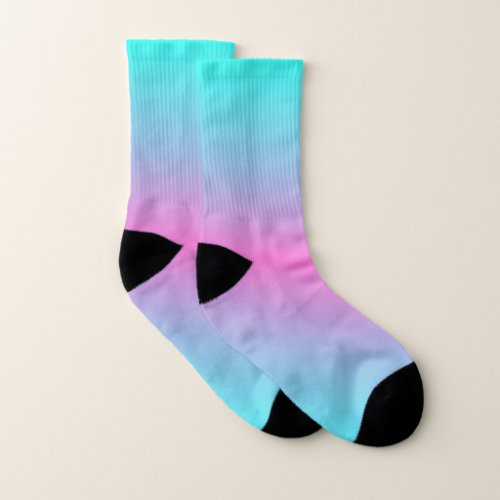 abstract girly pink turquoise ombre mermaid colors socks