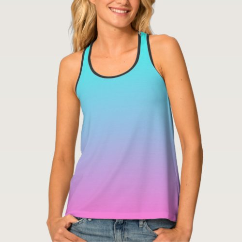 abstract girly pink turquoise ombre mermaid colors tank top