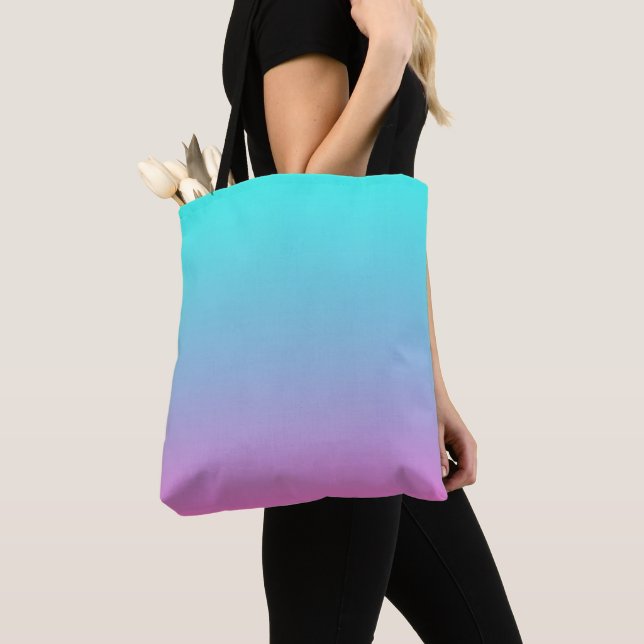 abstract girly pink turquoise ombre mermaid colors tote bag (Close Up)