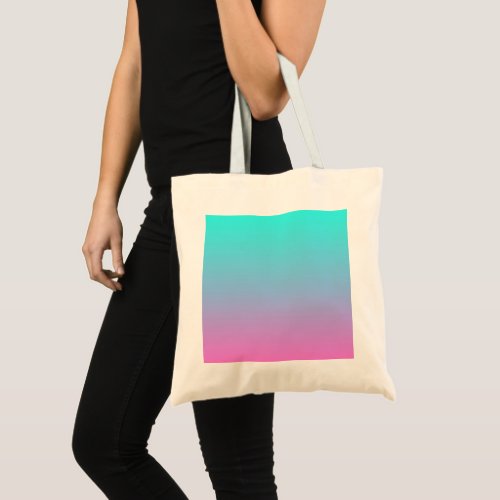 abstract girly pink turquoise ombre mermaid colors tote bag