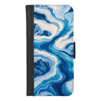 Abstract Glacier Topography Blue & Gold iPhone 8/7 Wallet Case