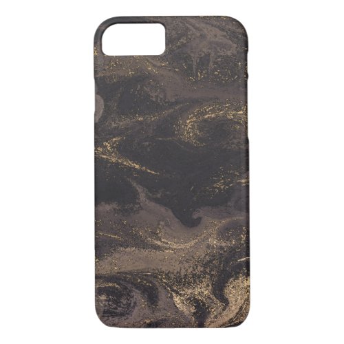 Abstract glam black and gold texture effect  iPhone 87 case