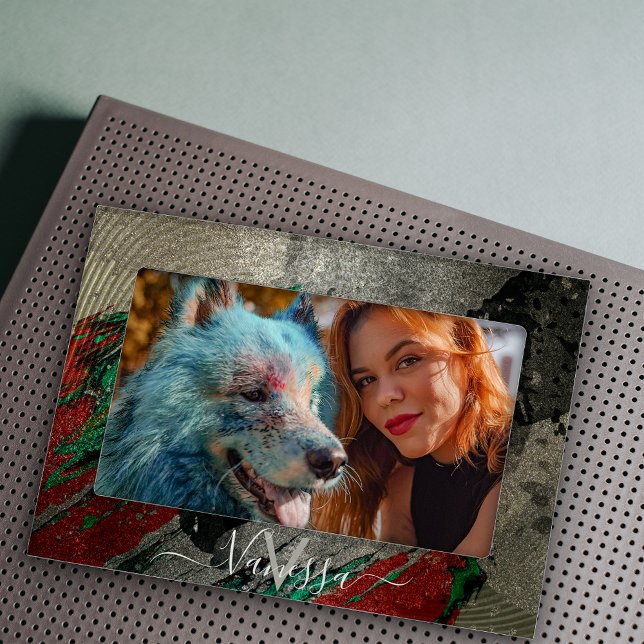 Abstract Glam Faux Gold Glitter Brushstroke Magnetic Frame (Creator Uploaded)