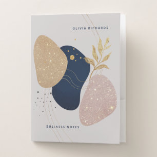 Abstract Glam   Light Gray and Faux Gold Pocket Folder
