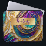 Abstract Glam Modern Alcohol Ink Purple & Gold Laptop Sleeve<br><div class="desc">This modern abstract art laptop sleeve cover design is eye-catching and makes a true statement with its rich,  jewel colors and textures. Vivid and stunning. Add a name to personalize it. Created by Simply Farmhouse Press.</div>