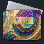Abstract Glam Modern Alcohol Ink Purple & Gold Laptop Sleeve<br><div class="desc">This modern abstract art laptop sleeve cover design is eye-catching and makes a true statement with its rich,  jewel colors and textures. Vivid and stunning. Add a name to personalize it. Created by Simply Farmhouse Press.</div>