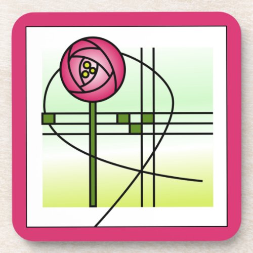 Abstract Glasgow Rose Beverage Coaster
