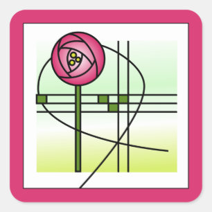 Abstract Glasgow Rose Square Sticker