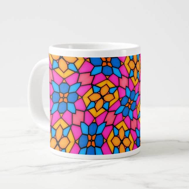 Abstract Glass Flowers Giant Coffee Mug (Front Left)