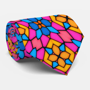 Abstract Glass Flowers Neck Tie