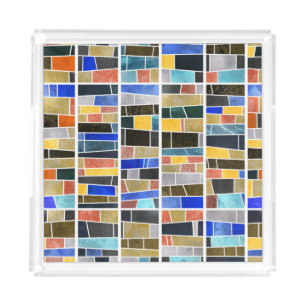 Abstract glass mosaic: high-resolution texture. acrylic tray
