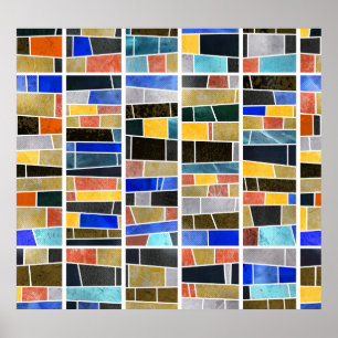 Abstract glass mosaic: high-resolution texture. poster