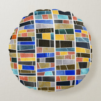 Abstract glass mosaic: high-resolution texture. round pillow