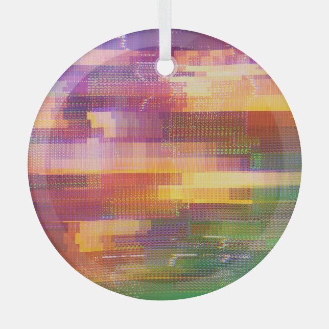 Abstract glitch: test screen texture glass ornament (Front)