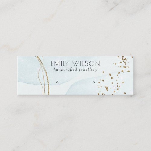 Abstract Glitter Blue Gold Stud Earring Display Mini Business Card