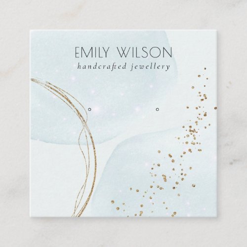 Abstract Glitter Blue Gold Stud Earring Display Square Business Card