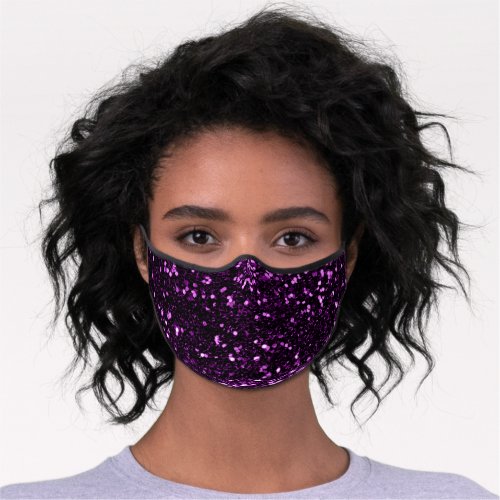 Abstract Glitter Effect Purple Violet Plum Glam Premium Face Mask