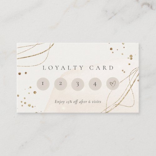 Abstract Glitter Ivory Gold 5 Punch Loyalty Business Card