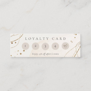 Abstract Glitter Ivory Gold 5 Punch Loyalty Mini Business Card