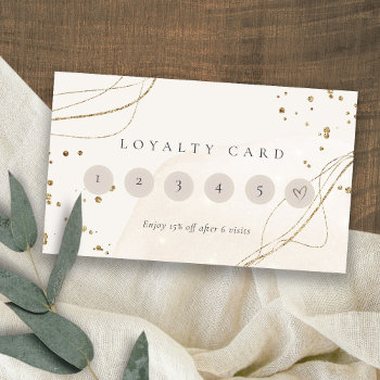 Abstract Glitter Ivory Gold 6 Punch Loyalty Business Card by DearBrand at Zazzle