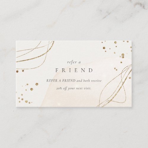 Abstract Glitter Ivory Gold Refer A Friend Business Card